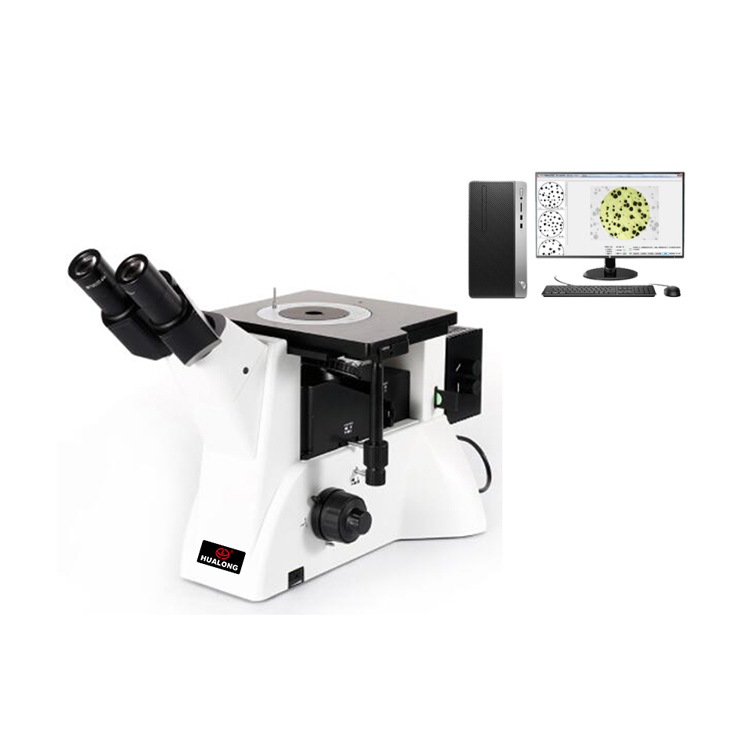 HL102-CW Trinocular Inverted Metallurgical Microscope With Polarizing Software Included