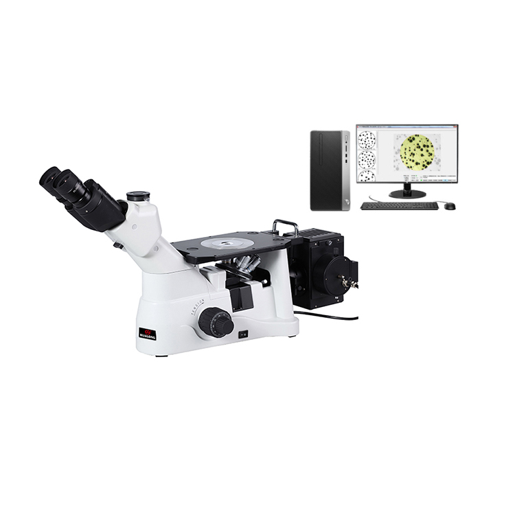HL201-AW Large Trinocular Inverted Metallurgical Microscope With Software and Camera